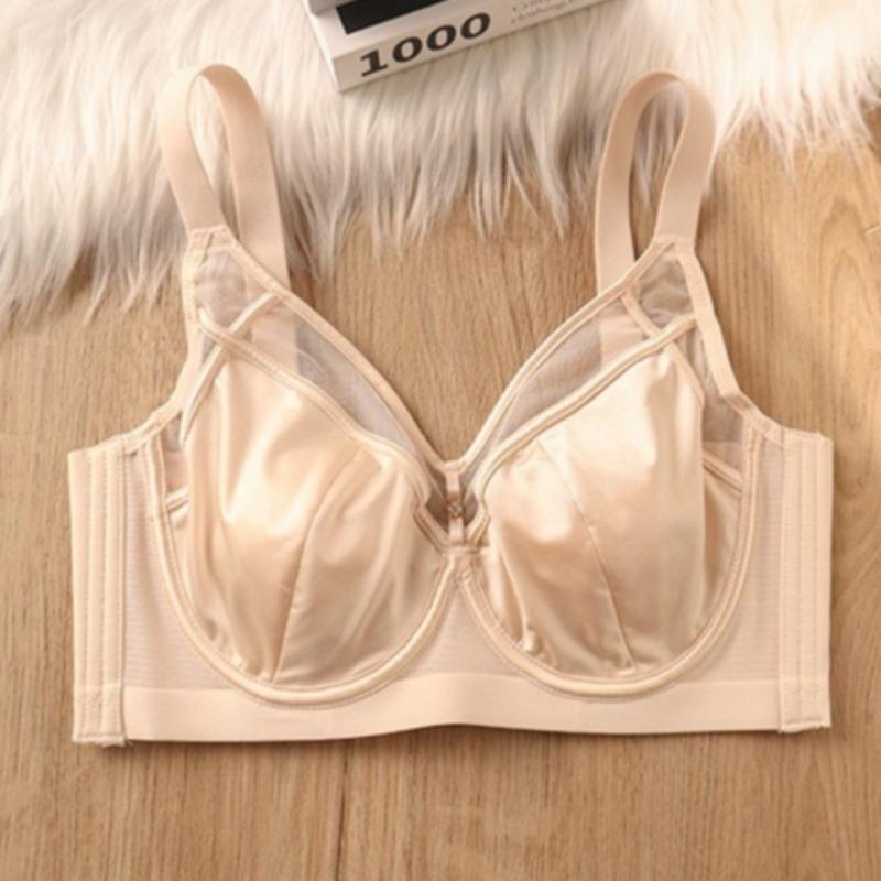 Satin Silk Thin Bra with Soft Underwire To Prevent Sagging and Support Large Busts