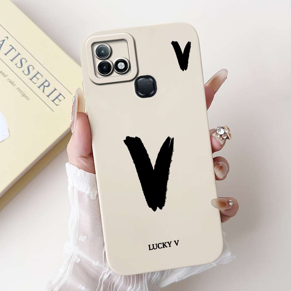For Infinix Hot 10i X659B Case White Lucky Letters A-Z Soft Silicone Cover For Infinix Hot10I Smart 5 Pro 6.52 " Phone Cases