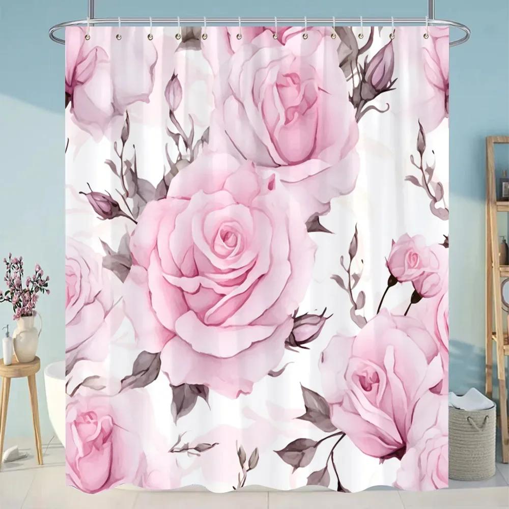 Botanical Floral Bathroom Curtains Tropical Green Leaf Butterfly Nature Landscape Polyester Fabric Shower Curtain Bathroom Decor