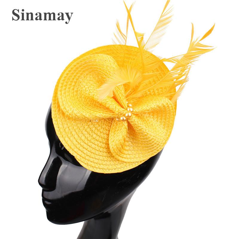 European And American Feather Headgear Popular Bridal Hair Accessories Banquet Photo Top Hat Pp Imitation Hemp Headgear