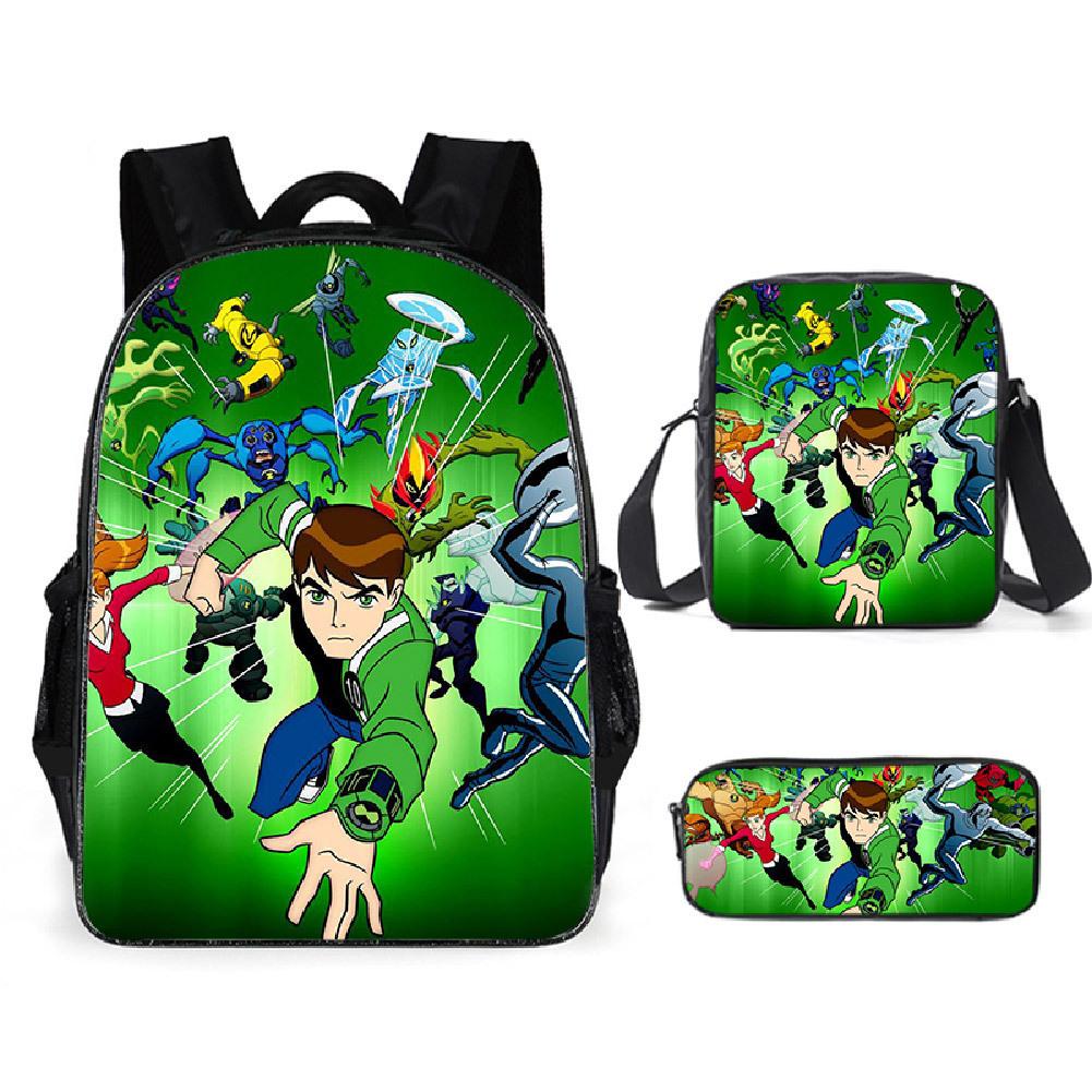 Less Hacker Backpack Ben 10 Student School Bag Anime Cartoon Backpack Lunch Bag Satchel Pencil Case
