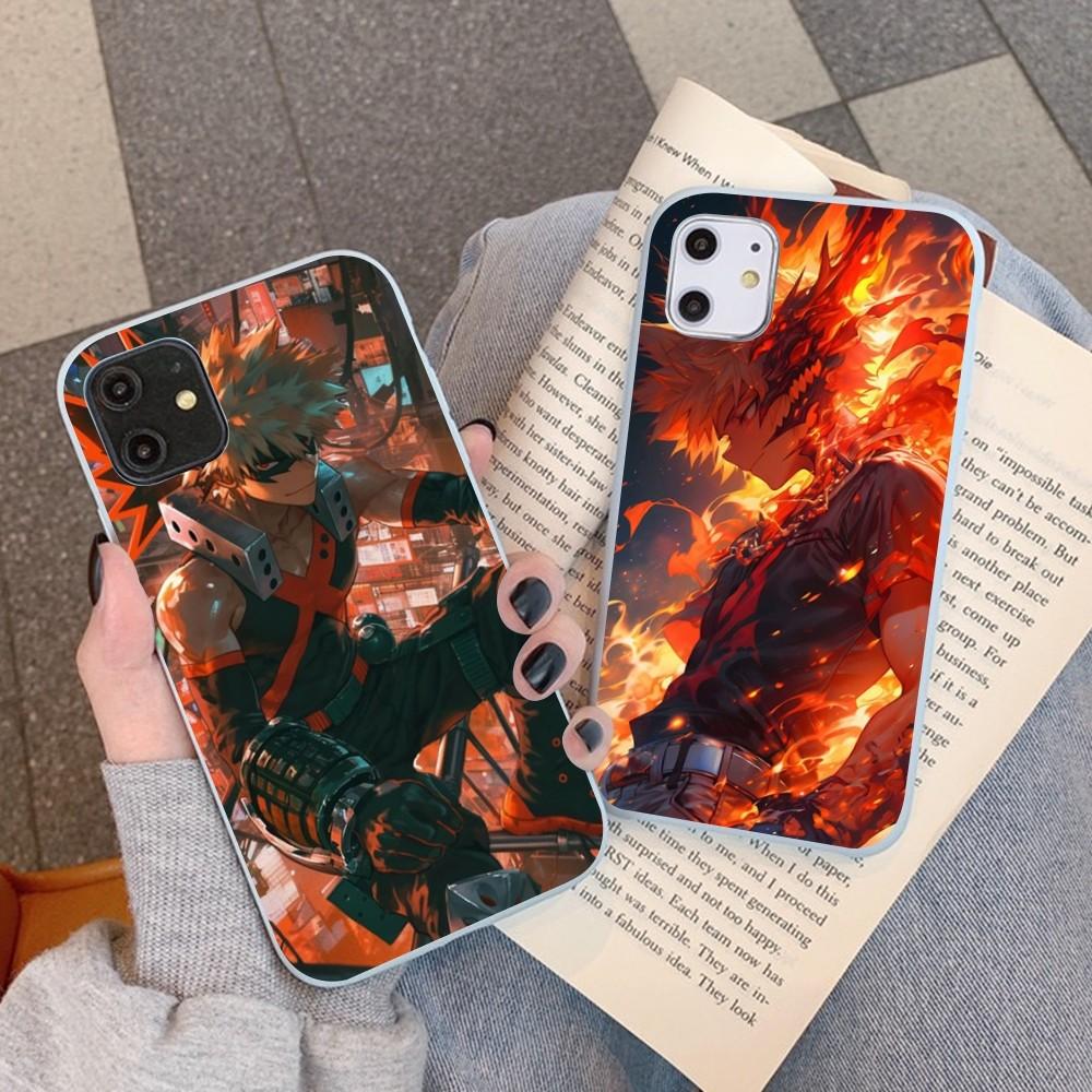 Cartoon B-Bakugo K-Katsuki Phone Case For IPhone 14 11 12 13 Mini Pro Xs Max 8 7 6 6S Plus X XR Solid Candy Color Case