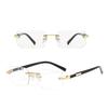 New European And American Business Frameless Reading Glasses For Men And Women Uv400 Square Metal Small Frame Presbyopia Glasses