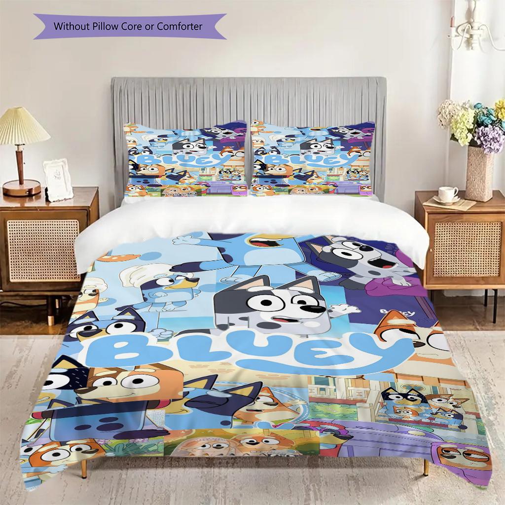 Bluey Friends Adventure Threepiece Set 1 Duvet Cover 2 Pillowcase Without Core Duvet Cover And Pillowcase Soft And Comfortable
