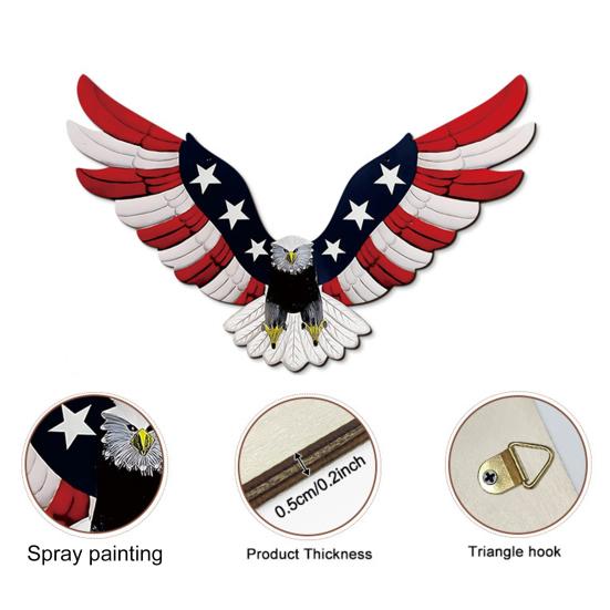 Patriotic American Flag Star Wall Sign 4th of July Independence Day Wooden Wall Door Hanger for Home Office Living Room