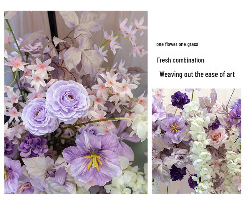 Purple Themed Wedding Arch Decoration: European Style Artificial Floral Art