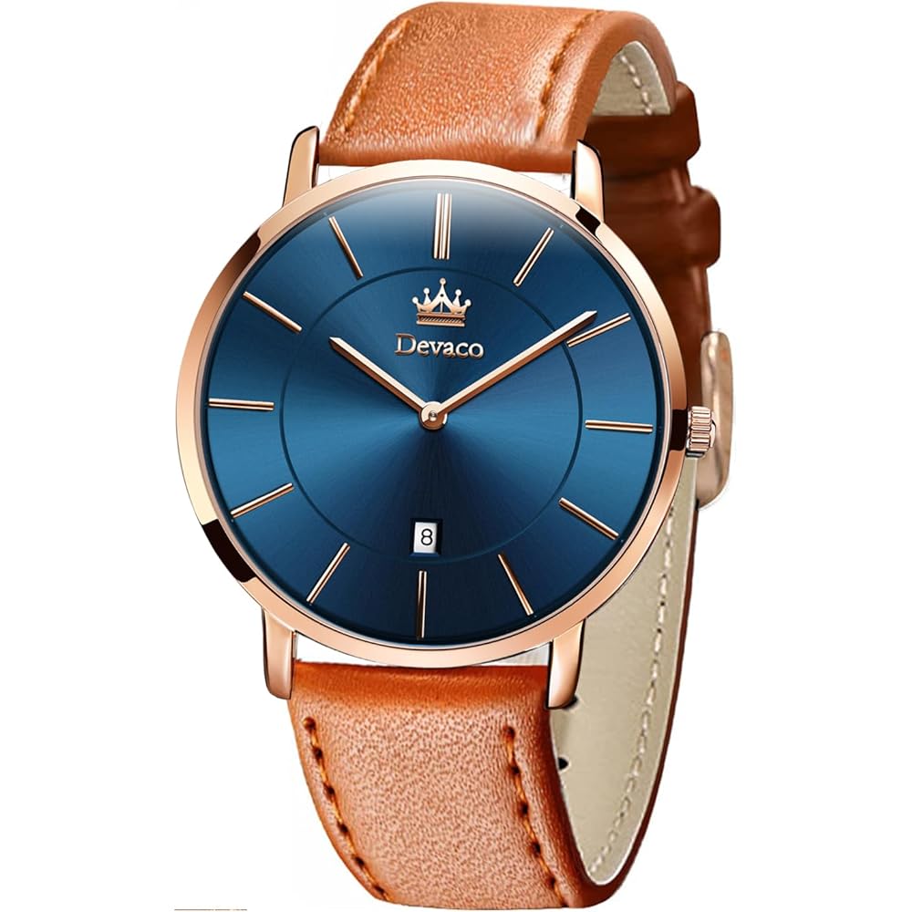 Men s Ultra-Thin 6.5mm Casual Business Watch 40mm Japanese Quartz Movement Genuine Leather Band