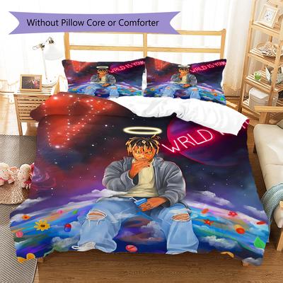 Juice-Wrld Sänger Muster Bettwäsche Steppdecke Set Bettbezug Kissenbezug Heimdekoration Geschenk (1 Bettbezug + 2 Kissenbezüge, ohne Füllung)