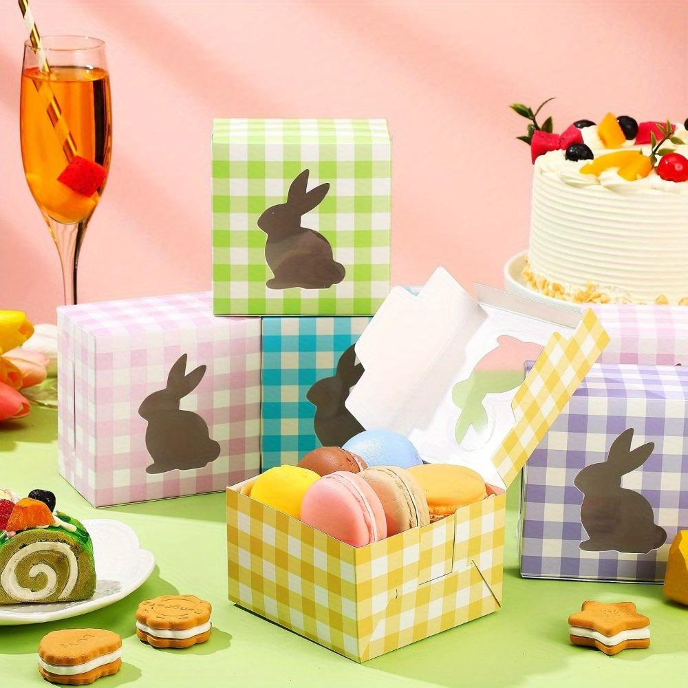 24pcs Treat Boxes 4 Colors Cardboard Gift Box with Rabbit Shape Window Colorful Paper Easter Containers Soap Gift Wrap Box for Parties Weddings