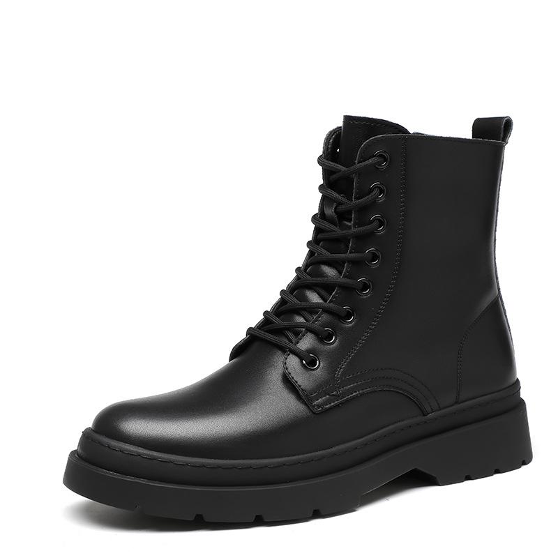 Fashion men casual stage nightclub dress platform boots black autumn winter shoes cowboy original leather boot handsome motorcycle botas