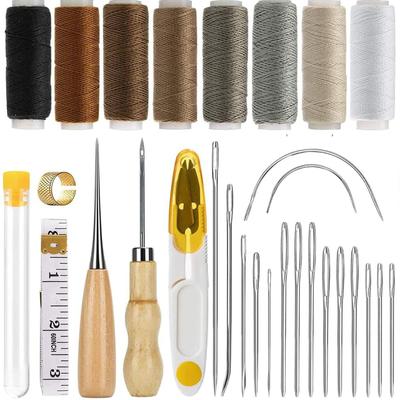 BRIIKPP Leather Craft Leather Accessory Hand Sewing DIY Sewing Kit for Hand Sewing Leather 29-Piece Set, Tools, Needles,
