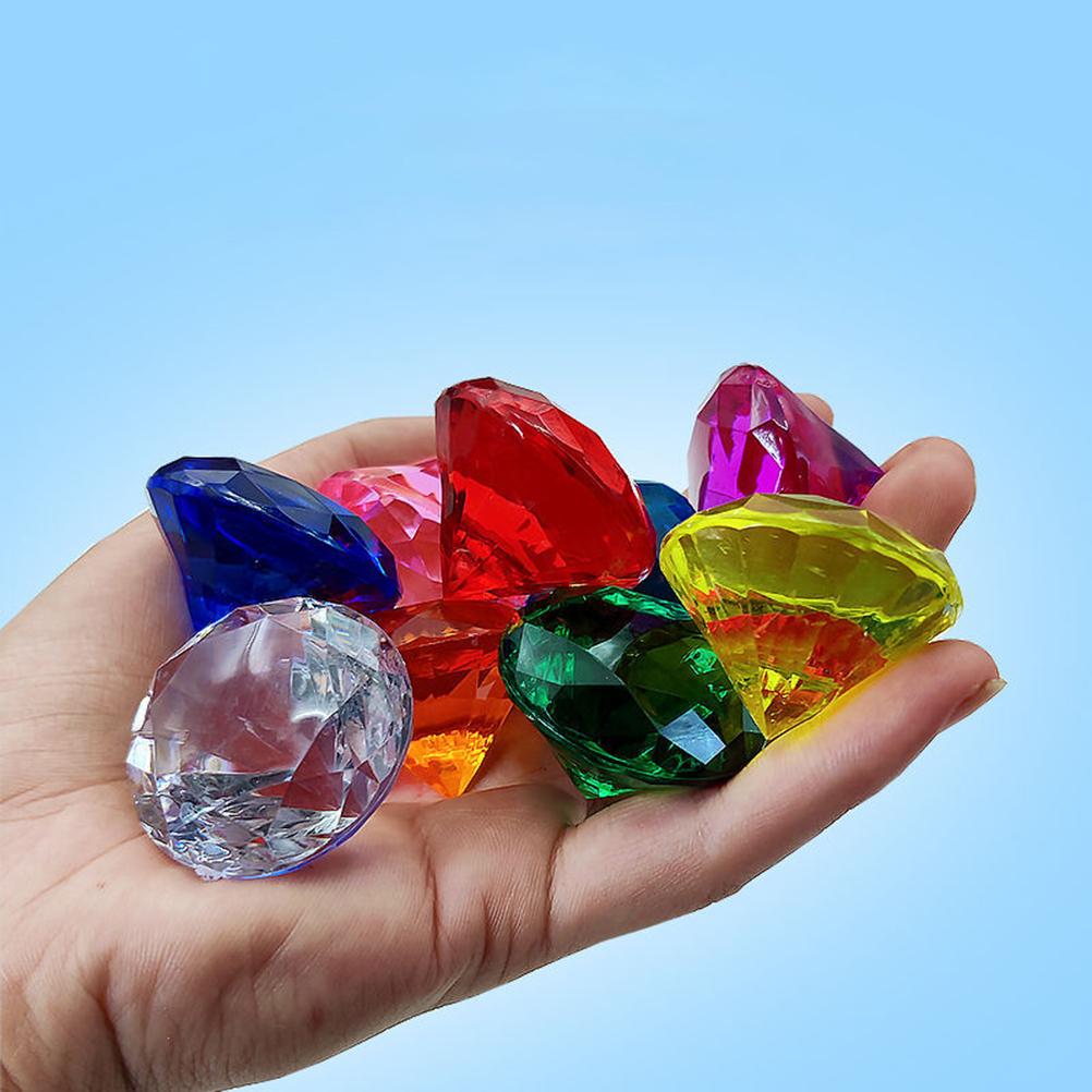 10 piece Colored Diamond Pirate Treasure Chest Set Summer Gem Pirate Diving Swimming Toy