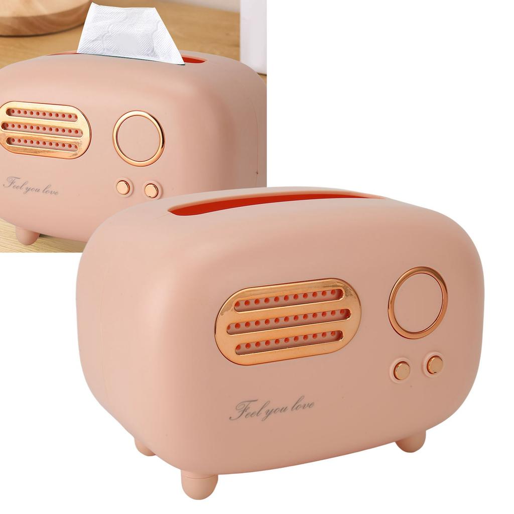 Tissue Box Holder Cute Radio Wide Opening Anti Slip Feet Plastic Tissue Paper Box for Bedroom Living Room