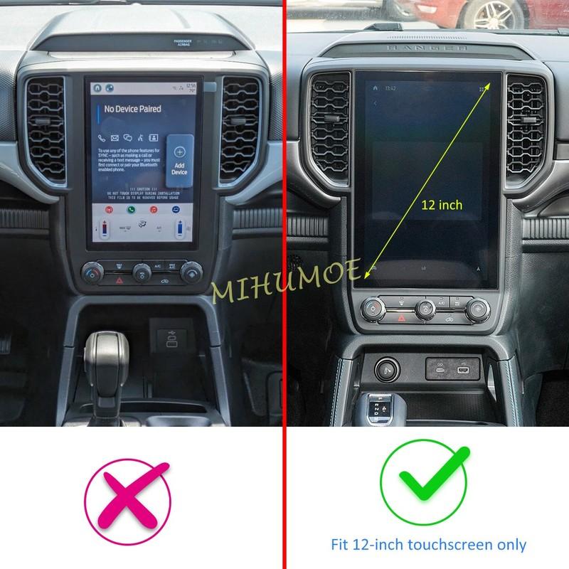 For -2025 Ford Ranger Everest Carbon Fiber Air Vent Cover Surrounds Center Console 12-Inch Multimedia Screen Trims