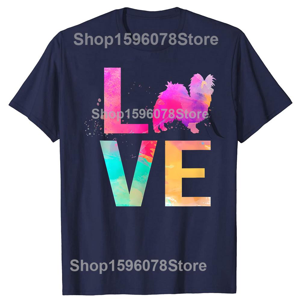 Colorful Papillon Dog Mom TShirt Summer Men Clothing Fashion Vintage Summer Style Cotton Short Sleeve Oversized Tshirt Tops S