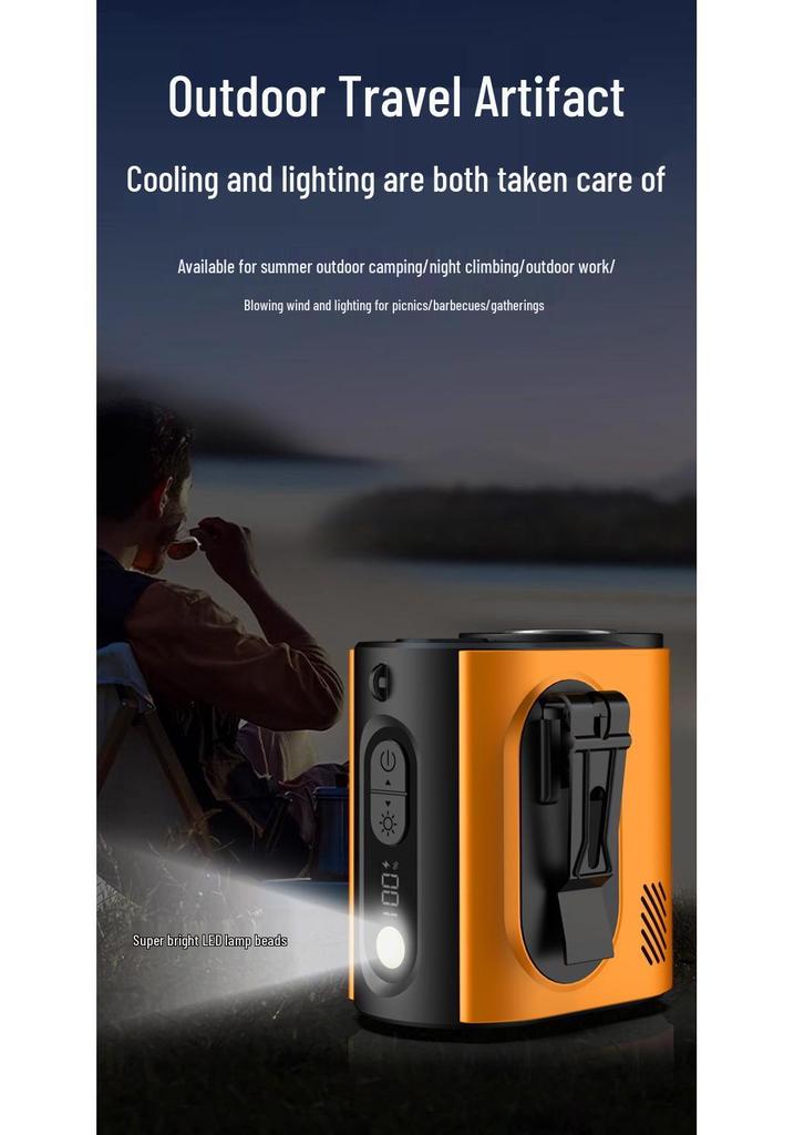 2026 Portable Cross-Body Waist Fan with LED Light - Long-Lasting, Clip-On Outdoor Fan