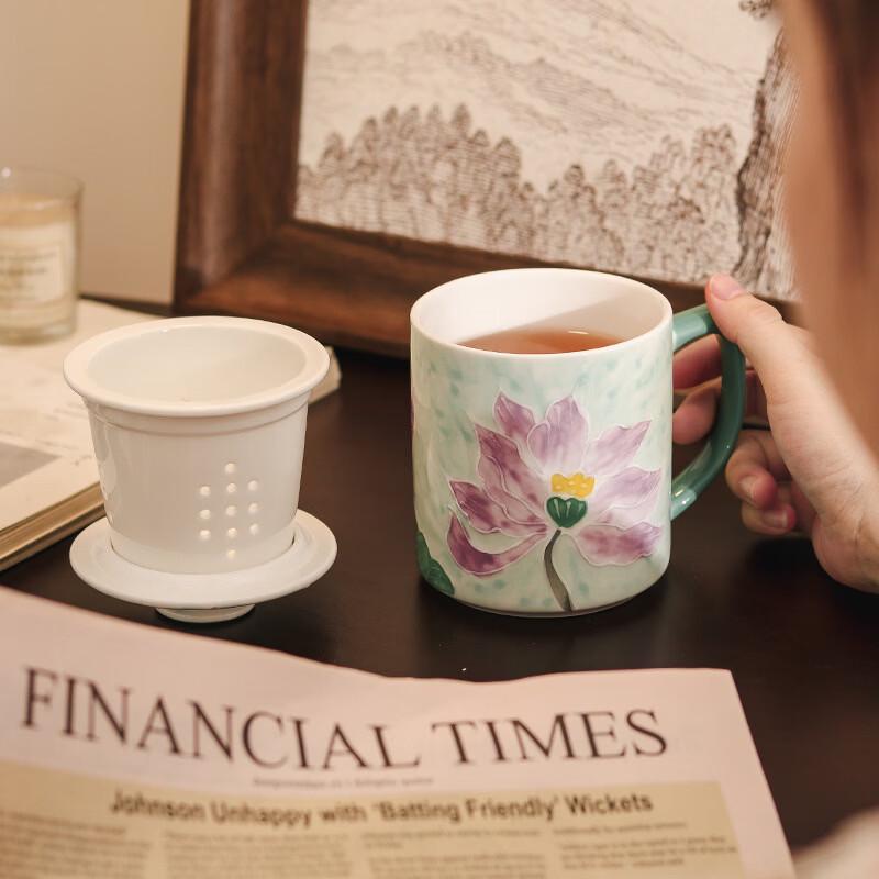 OLOEY Lotus Leaf Ceramic Tea Infuser Mug