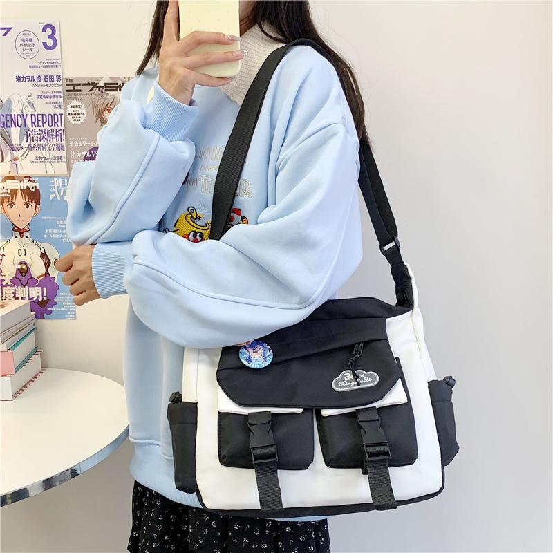 Student tutoring bag girl cute large capacity two-dimensional yuan bar pain bag casual versatile portable messenger bag
