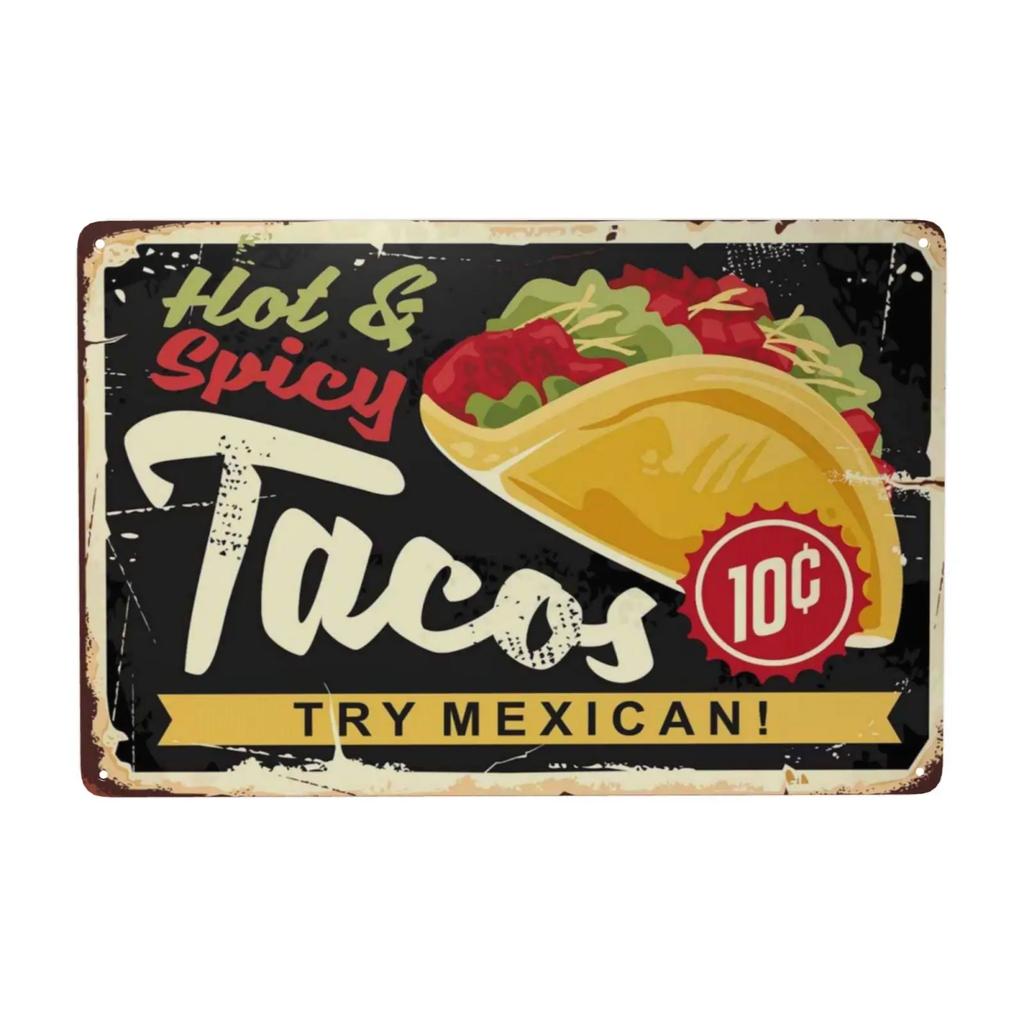 1pc Sandwiches Dlicious Burgers Pizza Hot Dog Fast Food Metal Signs, Retro Wall Decor for Home Kitchen Restaurant Bar 12x8 Inch