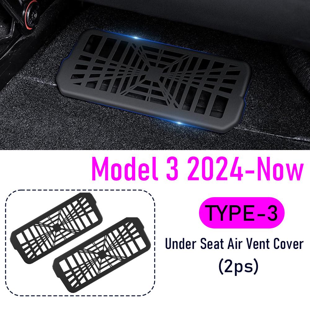 Under Seat Vent Cover for Tesla Model 3 Y Juniper 2026 2026 Air Condition Outlet Protector Rear Seat Air Vent Grill Accessories