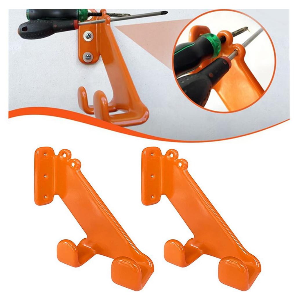 2 Sets Chainsaw Hanger Orange Color Thickened Rubber Coating Heavy Duty Chainsaw Wall Mount Organizer for Garage