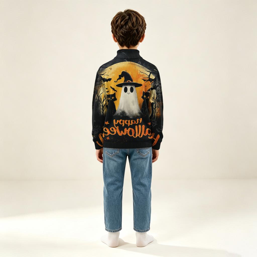Kids Knit Halloween Print Top for Festive Occasions