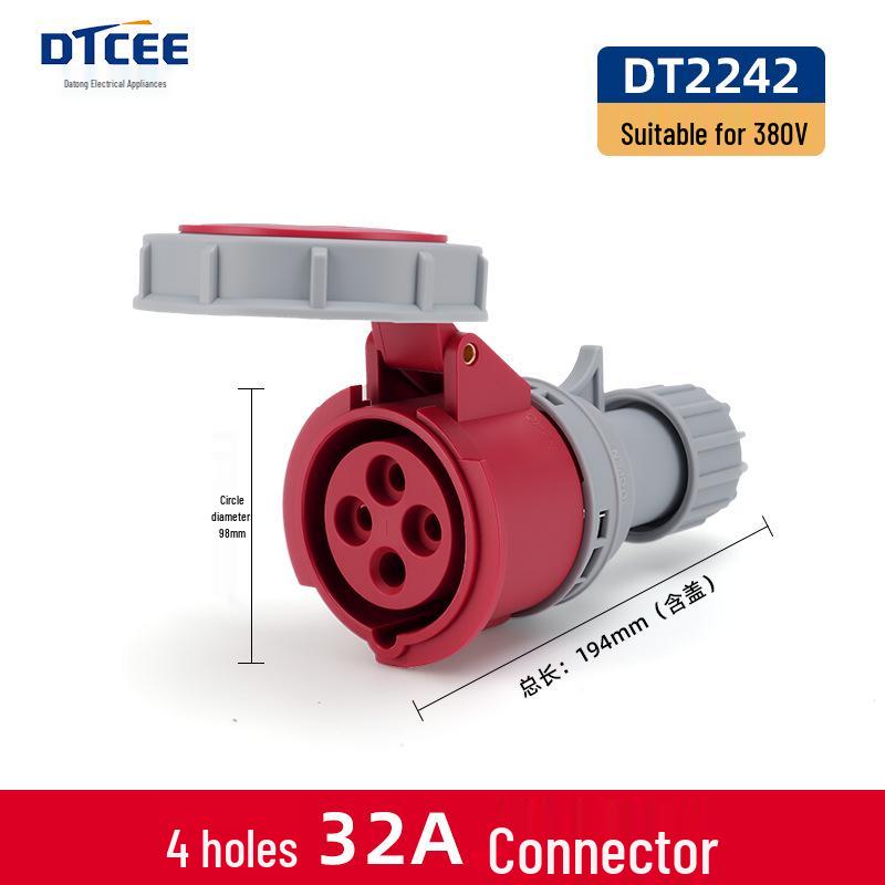 Second Gen IP67 Industrial Aviation Socket Connector 16A/32A, 3-Core/4-Core/5-Core, Non-Explosion-Proof