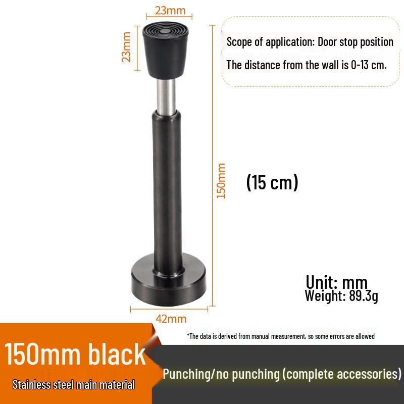 Wall-Mounted Stainless Steel Hydraulic Door Stop with Silent Rubber Buffer and Anti-Collision Bumper