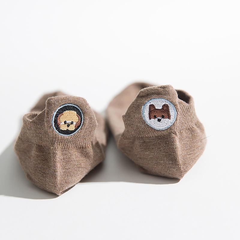 Harajuku Skarpetki Funny Ankle Socks Embroidery Animal Pug Cute Socks Women Divertidos Creative Sokken Kawaii Chaussette Femme