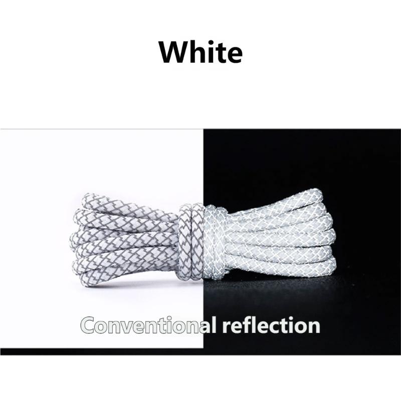 Reflective Polyester Shoelaces 120cm Long Anti Slip Woven Round Shoe Laces Replacement For Sneakers Casual Foowear