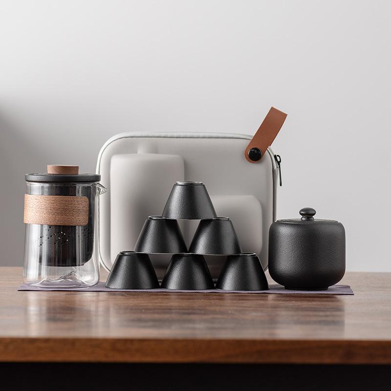 Travel Tea Set, Business Gift, Glass Outdoor Pot 2346 Ceramic Express Cup, Teapot