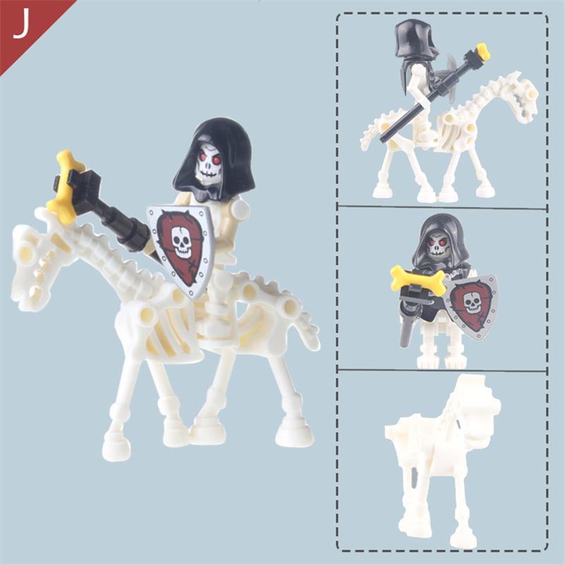 Skeleton Building Blocks Medieval Castle Knight Warriors Skeletons Strong Orcs Figures Collection Toy for Children Gifts