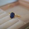Vintage Style  Inlay Minimalist Oval Sea Blue Gemstone Rings For Women'S Creative Fashion Party Jewelry Adjustable Opening