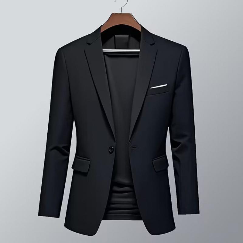

Mens Slim Fit One Button Blazer Casual Business Suit Jacket S чёрный