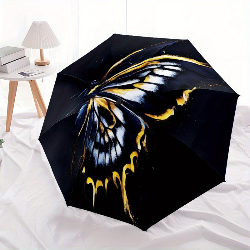 1pc Butterfly Wings Automatic Open/close Folding Compact Umbrella, 8-Rib Sturdy Canopy, Lightweight Portable, Everyday Use, Gift,135