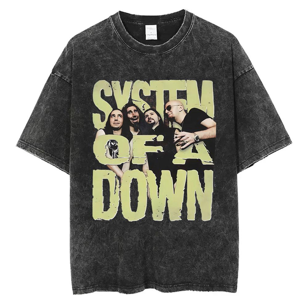 System of A Down Mezmerize Washed Vintage Tshirt Men Women Gothic Rock Oversized T Shirt Mens S Alternative Metal Tshirts