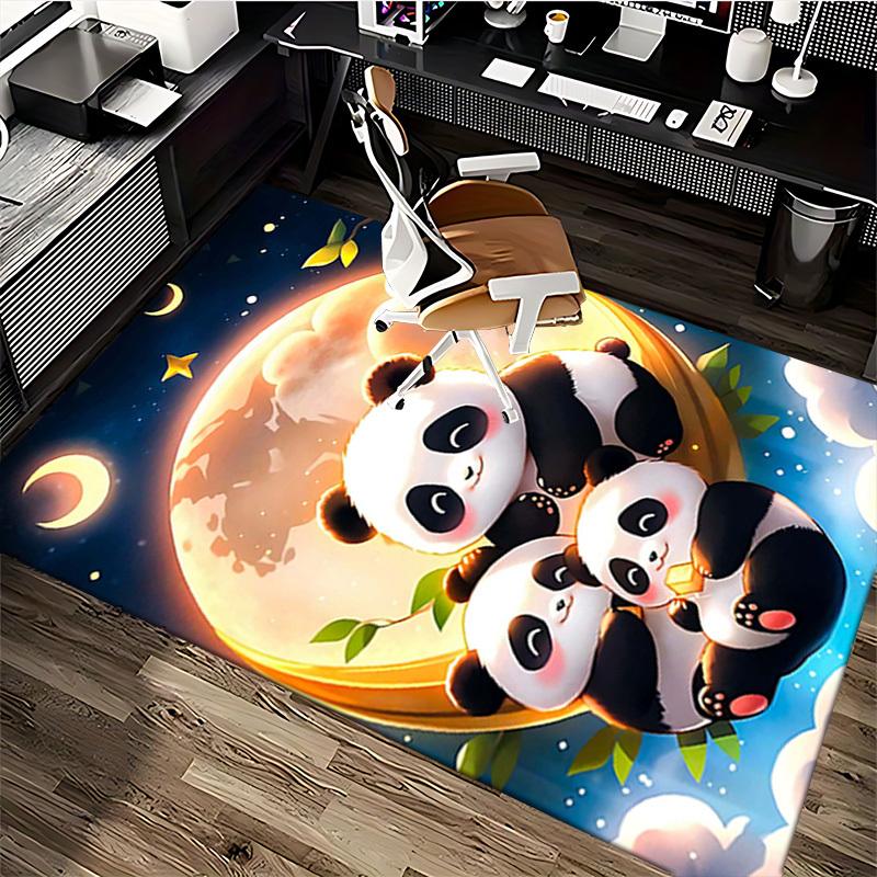 1pc Panda Friends Chair Mat - Anime Cartoon Design, Non-Slip Carpet for Office and Home Decor, Suitable for All Seasons.H080