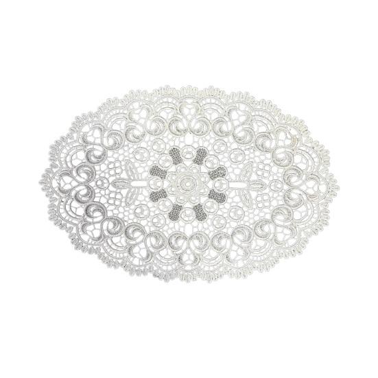 White Lace Placemat, Round Oval Vintage Doily, Embroidered Placemat Coaster for Cup Vase Dining Table Wedding Party Decor