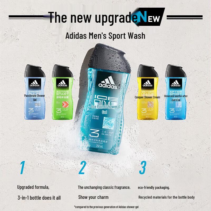 Adidas Men's 3-in-1 Shower Gel Set