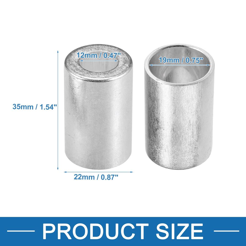 A ABSOPRO Car Cylindrical Air Conditioner Pipe Joint Fitting Sleeve 12mm 19mm Hole Diameter Aluminum (Set of 2)