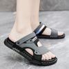 Men's Slippers Summer New Sandals Men PU Leather Sandals Adult Thick-soled Beach Shoes Male Non-slip Open-toe Casual Sandals