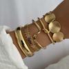 5Pcs/Set Gold Color Punk Geometry Multilayer Bangles Delicate Women's Hand Bracelet  for Women