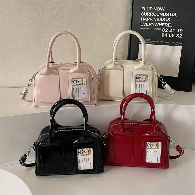 Solid Small Color Pu Boston Travel Bag Zipper Closure Daily Shopping Commutes