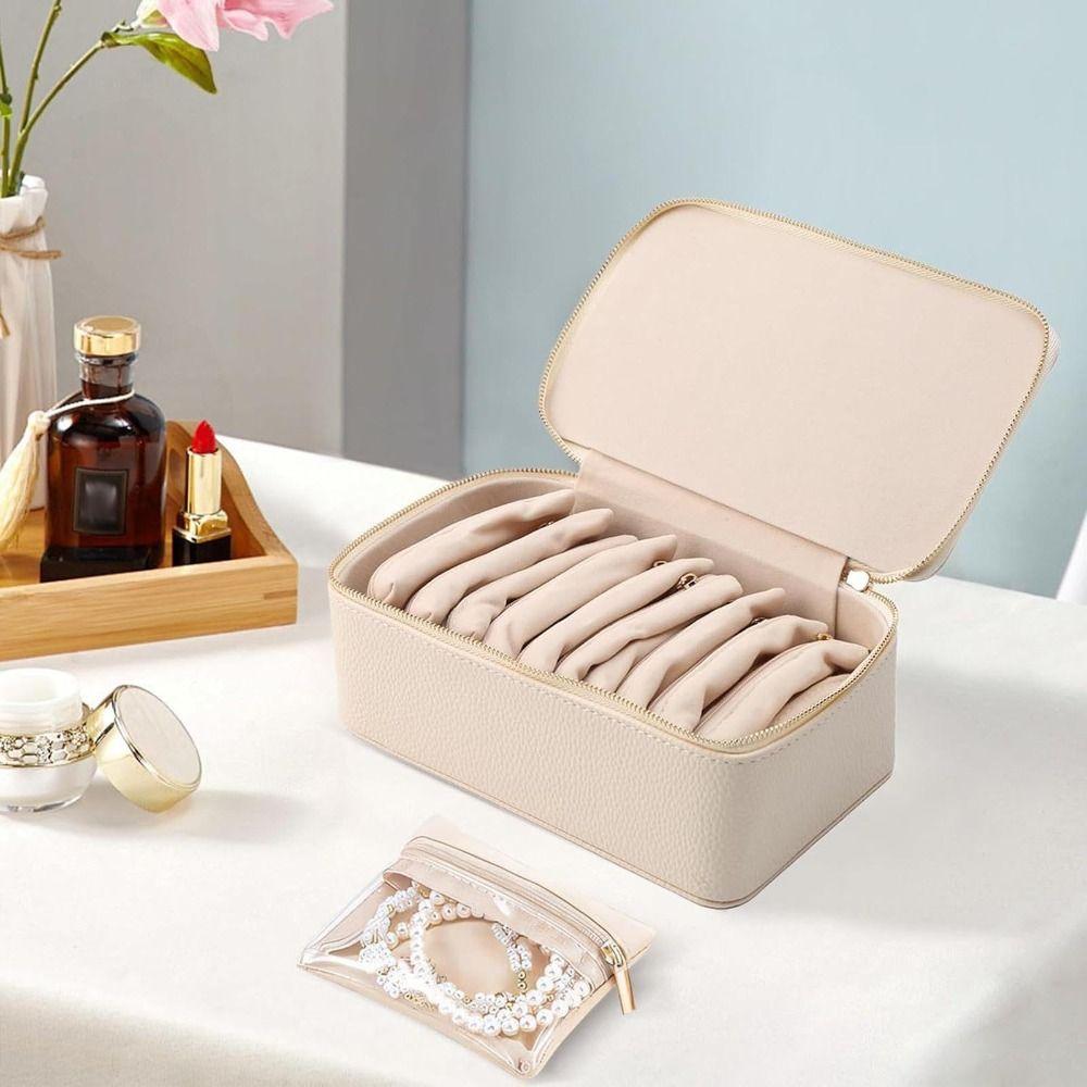 PU Leather Travel Jewelry Box Large Capacity Small Item Storage Box Jewelry Storage Box