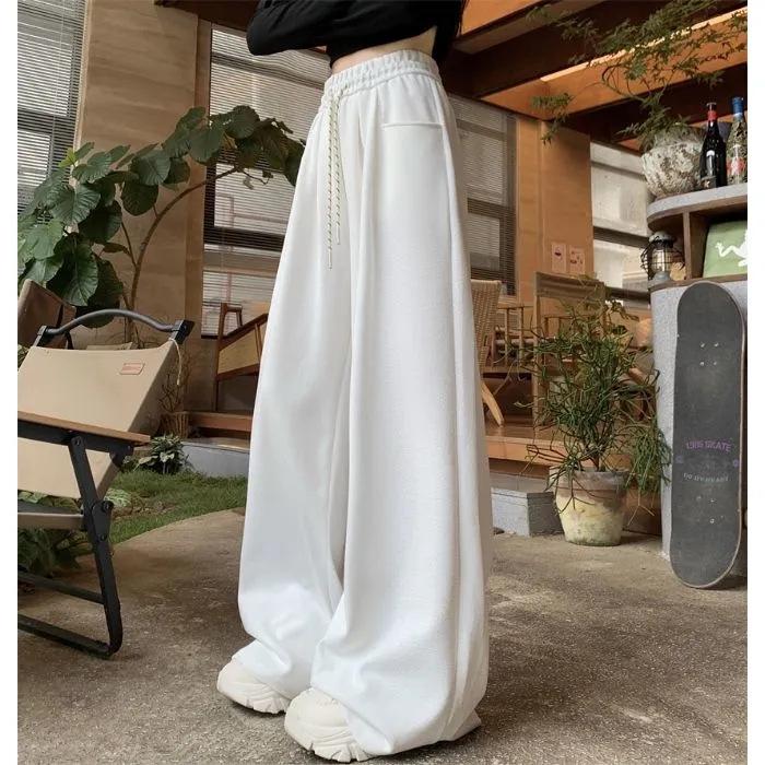 

Elastic Waist Wide-Leg Drawstring Pants for Women - Autumn 2026 Trendy Yamamoto Walking Style L білий
