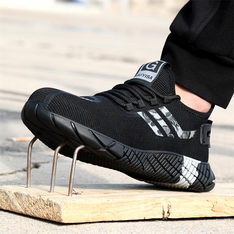 Fashion Breathable Men Safety Shoes With Steel Toe Cap Working Boots Indestructible Shoes Male Puncture-Proof Casual Work Sneakers