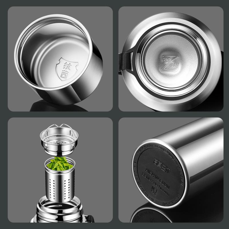 316 Stainless Steel Insulated Kettle with Tea Infuser - Large Capacity, Outdoor & Car-Ready, Drop-Proof, Portable for Fishing