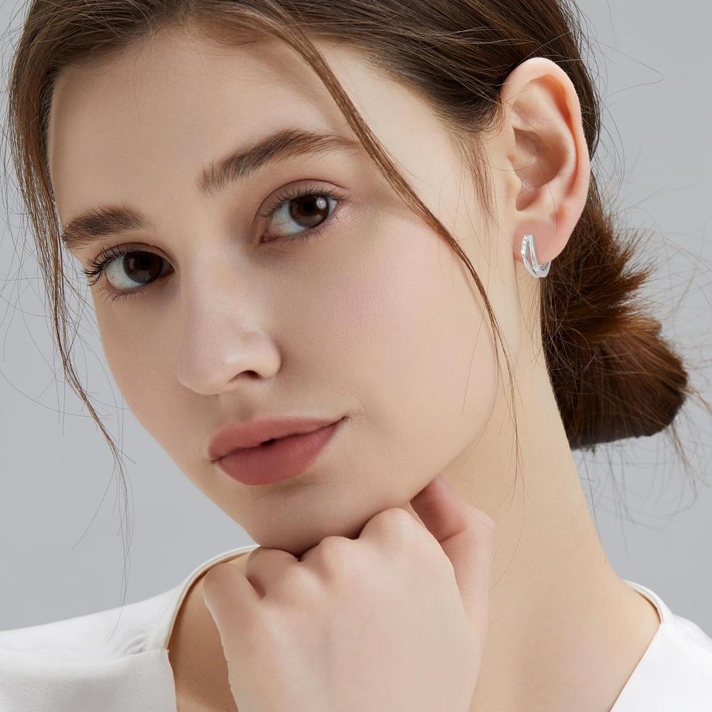 Earrings for Popular 925 Ring Fashionable Gifts for Birthdays KRKC&CO Women, Hoops, Silver, Hypoallergenic, Small, Non-permanent Earrings,