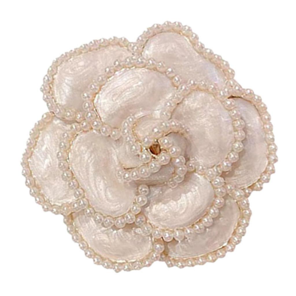 Flower Brooch Elegant Decorative Accessory Decor Ornament for Coat Suit Cover Up White