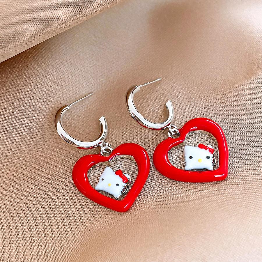 Sweet and cute dripping oil love hollow kitten earrings earrings exquisite earrings women